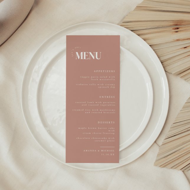 Modern Dusty Mauve Elegant Wedding Menu (Creator Uploaded)