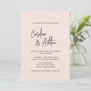 Modern   dusty pink   bold names wedding invitatio save the date