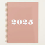 Modern dusty pink bold typography custom year  planner<br><div class="desc">Minimalist dusty pink and white modern bold typography numbers custom year Planner.
Custom white text,  numbers,  dusty pink solid plain background.
You can personalized it with your initials,  monogram,  year,  etc or just delete the text,  and leave the solid plain black colour.</div>