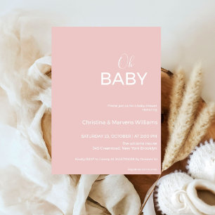 Modern dusty pink calligraphy neutral baby shower invitation