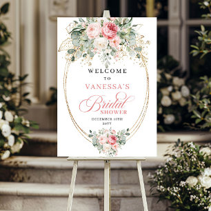 Modern Dusty Pink Floral Minimalist Bridal Shower  Poster