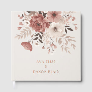 Modern & Dusty Pink Floral Wedding Gold Guest Book