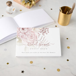 Modern Dusty Pink Florals Bridal Shower Guest Book
