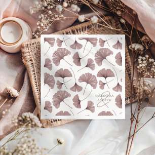 Modern Dusty Pink Ginkgo Foliage Pattern Napkin