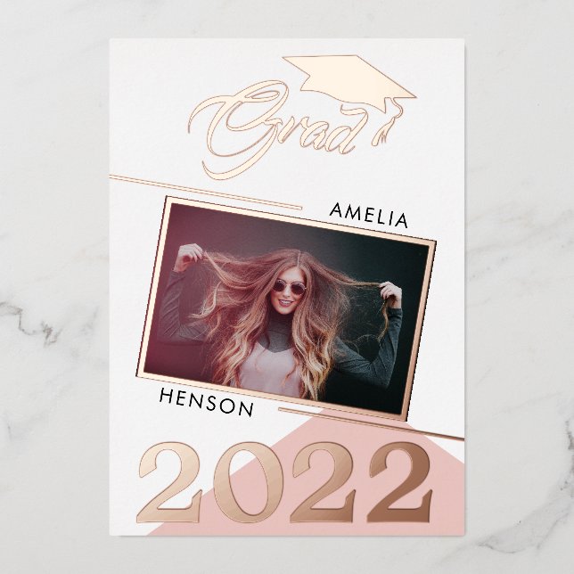 Modern Dusty Pink Graduate 2 Photo Graduation  (Front)