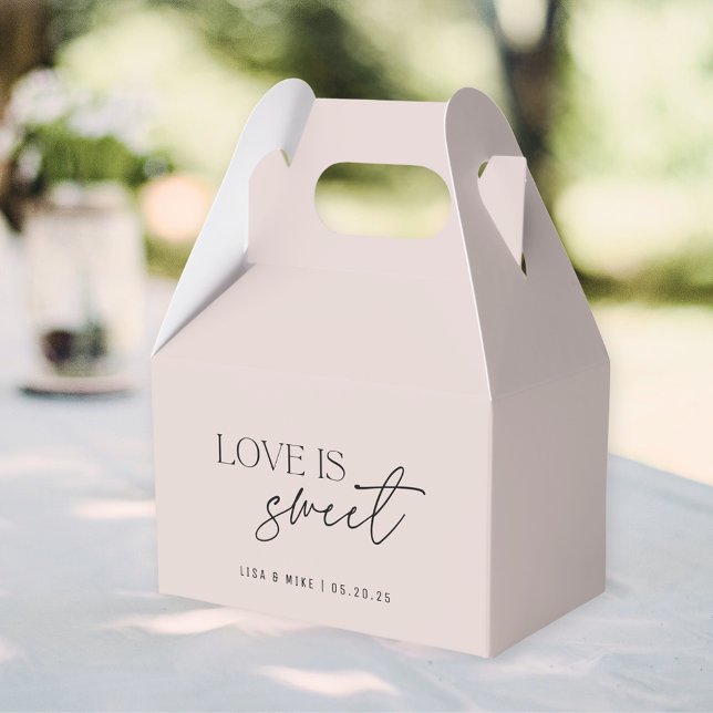 Modern Dusty Pink Love is Sweet Wedding Favor Box (Creator Uploaded)
