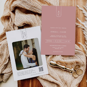 Modern Dusty Pink Minimal Geometric Arch QR Code Invitation