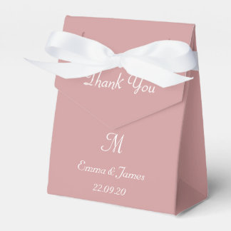 Modern Dusty Pink Monogram Wedding Thank You Favor Box