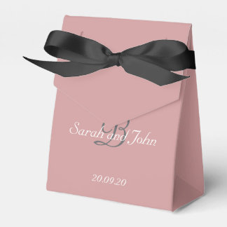 Modern Dusty Pink Name Monogram Wedding Favor Box