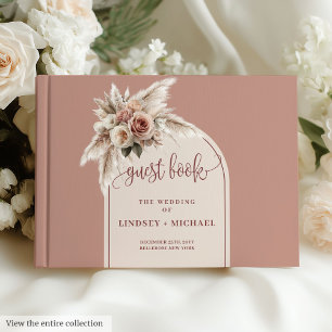 Modern Dusty Pink Pampas Arch Wedding Guest Book