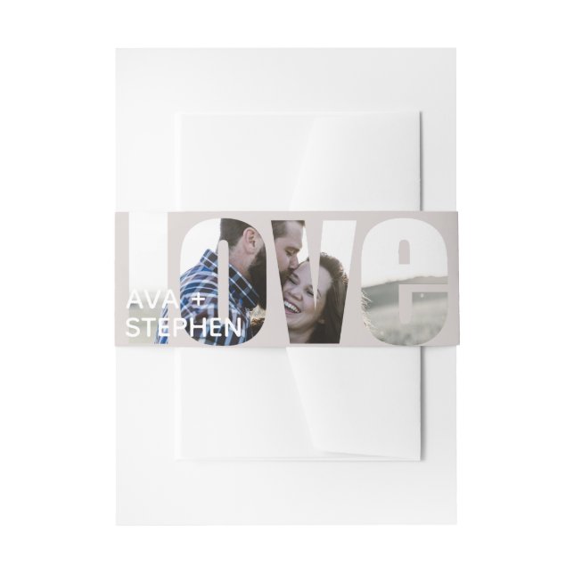 Modern Dusty Pink Photo Personalized Wedding Invitation Belly Band (Front Example)