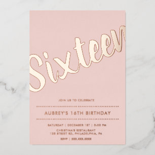 Modern Dusty Pink Rose Gold Sweet Sixteen