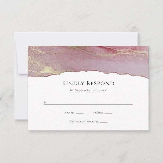 Modern Dusty Pink Wedding RSVP Response Card (Front)