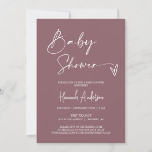Modern Dusty Purple Boho Baby Shower QR Code Photo Invitation