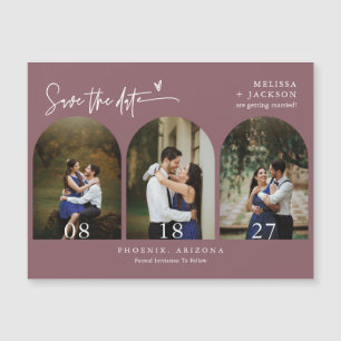 Modern Dusty Purple Boho Save the Date Arch Photo