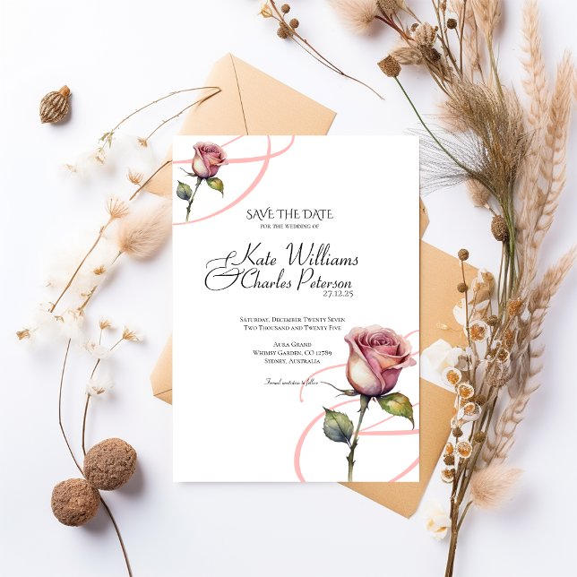 Modern dusty rose blush wedding Invitation (Creator Uploaded)