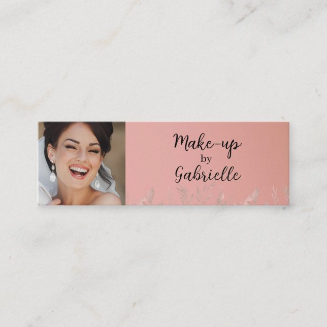 Modern Dusty Rose Botanical Photo Script QR Code  Calling Card (Front)
