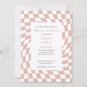 Modern Dusty Rose Checked Bridal Shower  Invitation