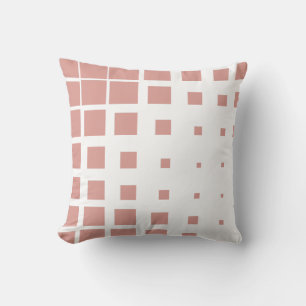 Modern Dusty Rose Deconstructed Plaid Halftone Geo Throw Pillow