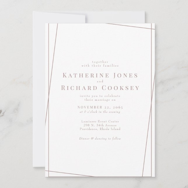 Modern Dusty Rose Geometric No Parents Wedding Invitation (Front)
