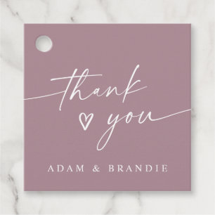 Modern Dusty Rose Handwritten Thank You Wedding Favour Tags