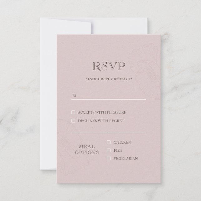 Modern Dusty Rose Menu Choice REVP Card (Front)