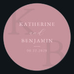 Modern Dusty Rose Monogram Minimalist Wedding Classic Round Sticker<br><div class="desc">Create your own personalized wedding stickers featuring modern monogram typography and minimalist graphic design in dusty rose colour.</div>