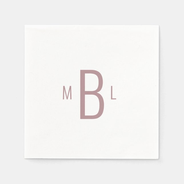 Modern Dusty Rose Monogram Wedding Napkin (Front)