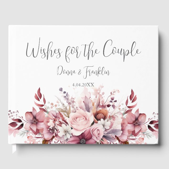 Modern Dusty Rose Pink Guest Book (Front)