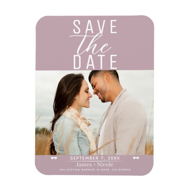 Modern Dusty Rose Pink Save the Date Wedding Photo Magnet (Vertical)