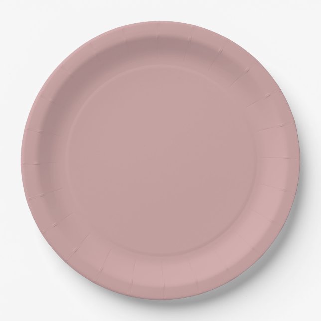 Modern dusty rose pink Solid Colour Paper Plate (Front)