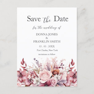 Modern Dusty Rose Pink Wedding Save the Date Postcard
