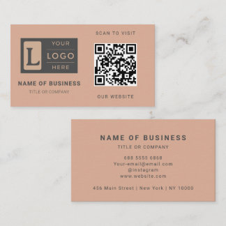Modern Dusty Rose QR Code Minimalist Custom Logo Business Card