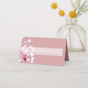Modern Dusty Rose Transparent Floral Wedding Place Card