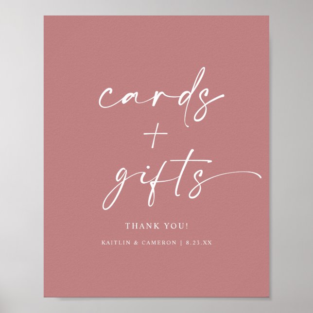 Modern Dusty Rose Wedding Cards & Gifts Sign (Front)