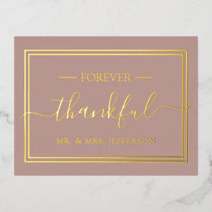 Modern Dusty Rose Wedding Mr. & Mrs. Thank You Foil Invitation Postcard