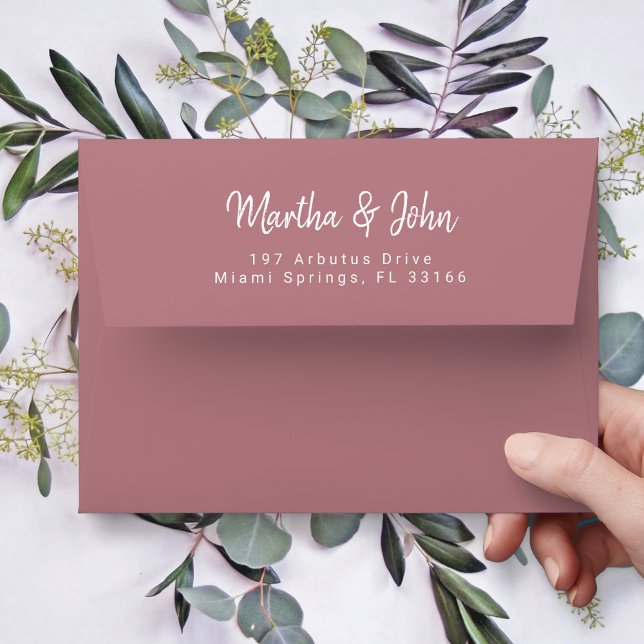 Modern Dusty Rose Wedding Return Address Envelope (Creator Uploaded)