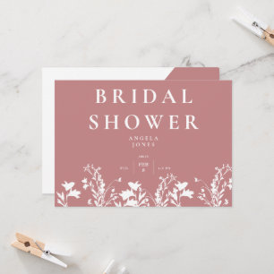 Modern Dusty Rose White Wildflower Bridal Shower I Invitation
