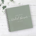 Modern Dusty Sage Chic Script Bridal Shower Guest Notebook<br><div class="desc">This modern calligraphy guest book is perfect for a simple yet beautiful bridal shower. The neutral design features your name and date of celebration in minimalist typography alongside a romantic and whimsical script. This is the dusty sage green version but feel free to change the background colour to any other...</div>