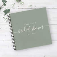 Modern Dusty Sage Chic Script Bridal Shower Guest