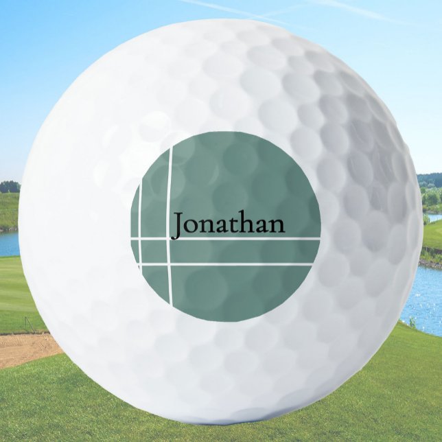 Modern dusty sage minimalist custom name  golf balls (Creator Uploaded)