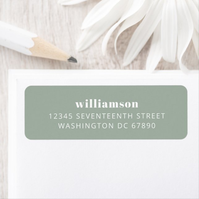 Modern Dusty Sage Simple Last Name Return Address  (Insitu)