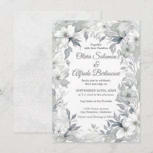 Modern Dusty silver elegant style Wedding Invite