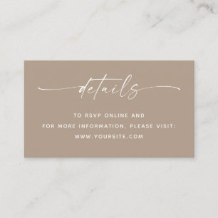Modern Dusty Taupe Wedding Details with QR Code Enclosure Card