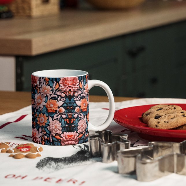 Modern Dynamic Boho Flowers Art Pattern Coffee Mug (Creator Uploaded)