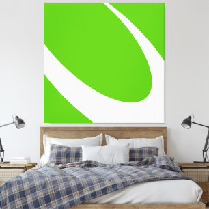 Modern Dynamic White Curve On Bright Lime Green Canvas Print