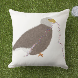 Modern eagle with red white and blue stars outdoor pillow