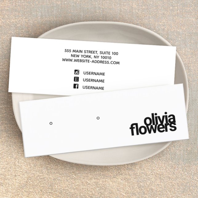 Modern Earring Bold Black and White Business Card (Creator Uploaded)