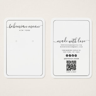 Modern Earring Display Card Black And White Script