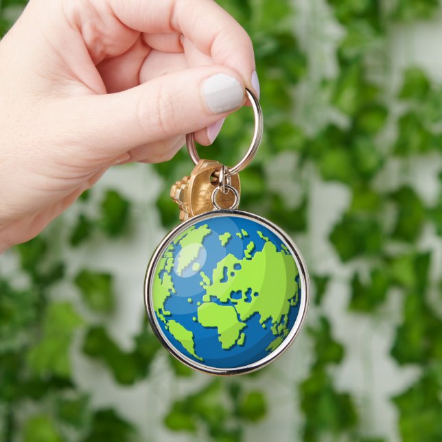 Modern Earth Globe Map – Wanderlust Travel Gift Keychain (Hand)